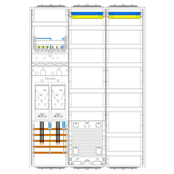 F-Tronic Zählerschrank eHZ 2 Zähler, 2 Verteiler, APZ, 1100mm